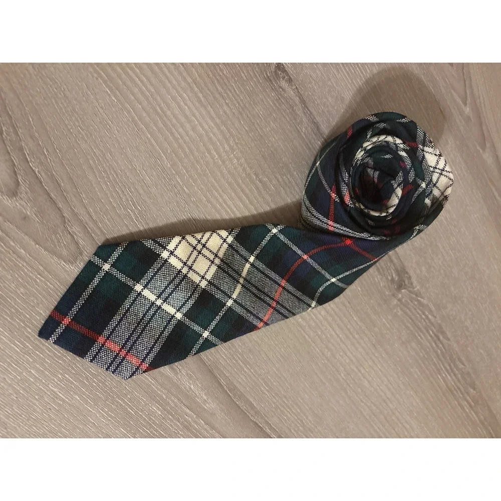 Mackenzie‎ Tartan Plaid Wool Tie Made in Scotland Navy Green Red Men's Necktie